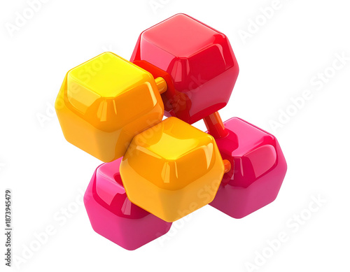 Wallpaper Mural Vivid cluster of colorful, glossy, three-dimensional geometric shapes Torontodigital.ca