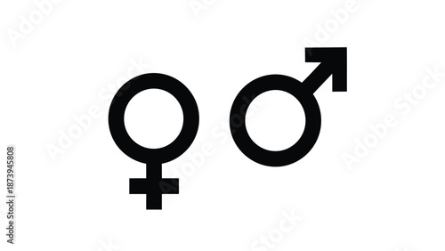 Simple depiction of the female and male gender symbols in black and white