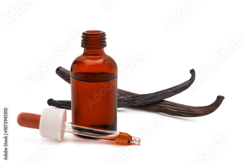 Vanilla sticks with essence bottle
