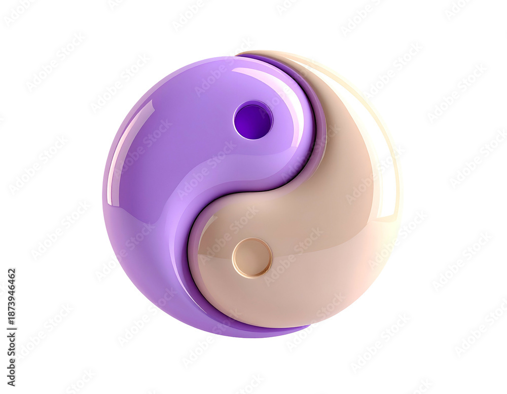 custom made wallpaper toronto digitalGlossy, stylized Yin and Yang symbol in lavender and beige on black