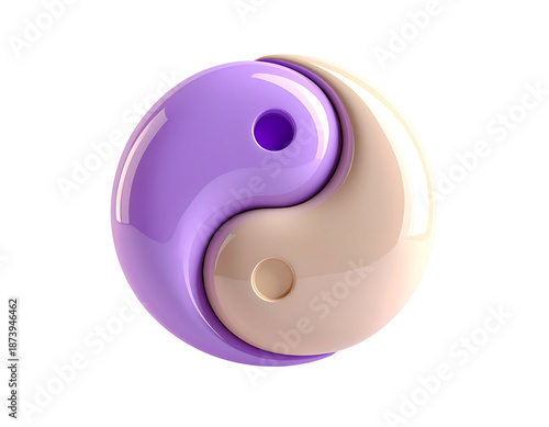 Wallpaper Mural Glossy, stylized Yin and Yang symbol in lavender and beige on black Torontodigital.ca