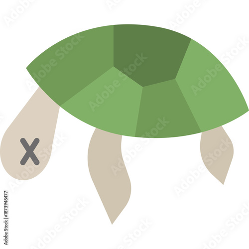 Sad or injured turtle cartoon with 'X' for eyes