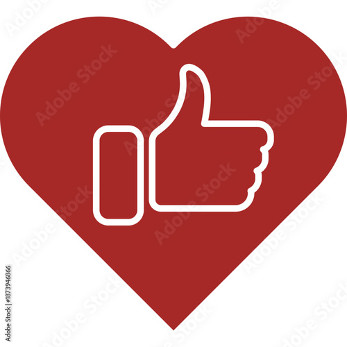 Red Heart with Thumbs Up Icon