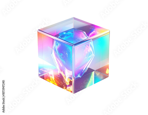 Wallpaper Mural Abstract cube encompassing a multi-colored gem in translucent glass Torontodigital.ca