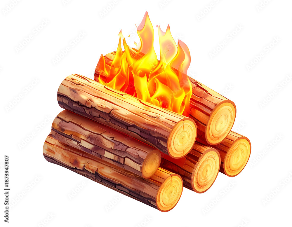 custom made wallpaper toronto digitalAnimated illustration of a wood pile on fire, flames erupting upward