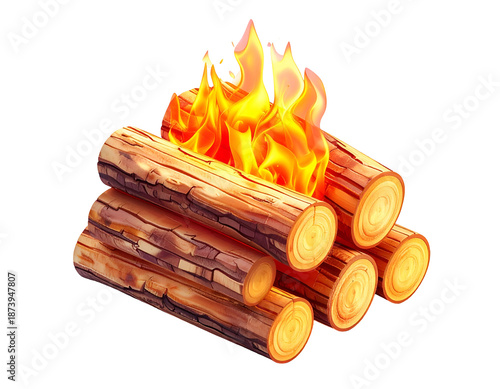 Wallpaper Mural Animated illustration of a wood pile on fire, flames erupting upward Torontodigital.ca