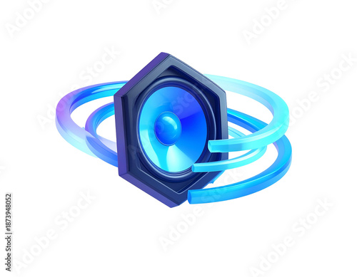 Wallpaper Mural A blue speaker with glowing rings on a black background Torontodigital.ca