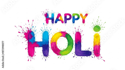 Vibrant happy holi festival celebration background with colorful paint splashes and drops on white with Festive and White background and Indian festival