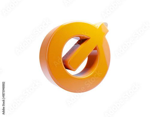 Wallpaper Mural 3D-rendered, glossy, orange emblem with a circular and angular shape Torontodigital.ca