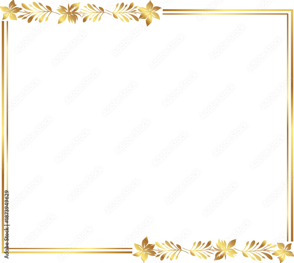 Naklejka premium frame with leaves gold border Golden Border Warm Color Frame