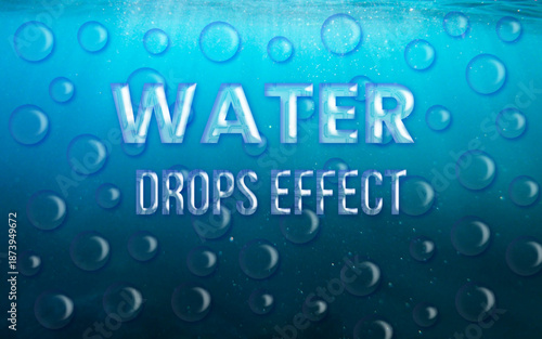 Water drops effect on blue background with glossy texture