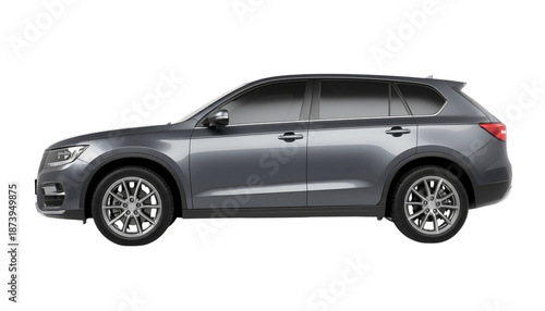 Gray suv vehicle side view isolated on transparent background