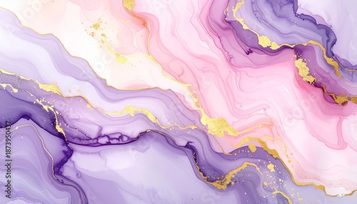 Wallpaper Mural ゴールドが煌めく紫色の抽象インクテクスチャ背景Abstract Purple Ink Texture Background with Shimmering Gold Torontodigital.ca