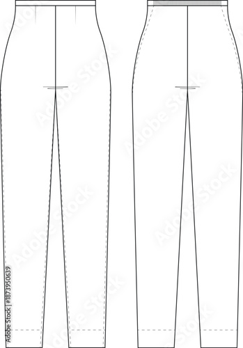 Straight Trouser with Narrow Hem front and back view 