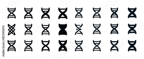 Set of dna helix icons representing genetic variations and patterns