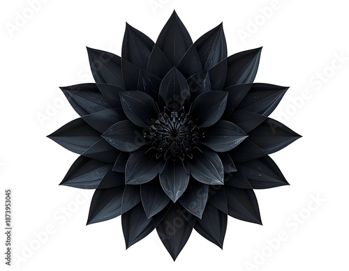 Wallpaper Mural A detailed image of a stylized, black dahlia on a stark black background Torontodigital.ca