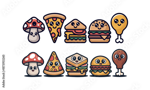 cute food characters for kids cartoon illustration
 vector, easily editable.
