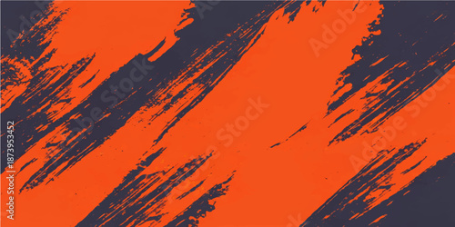 An abstract red and orange grunge vector illustration features a dark, dirty paint texture with fire and blood patterns on a burnt metal wall background