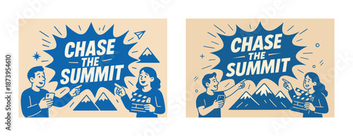 Young caucasian adults discussing mountain adventure ideas