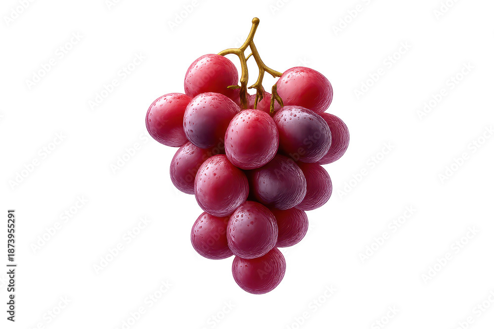 Fototapeta premium Juicy bunch of red grapes with transparent background, healthy fruit.