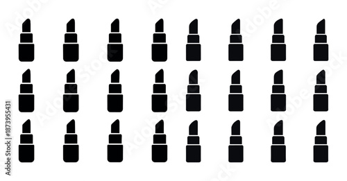 Silhouette pattern of lipstick icons in repetitive arrangement