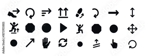 Collection of simple black navigation and interaction icons