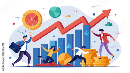 Professional business growth and finance concept illustration variation number 22