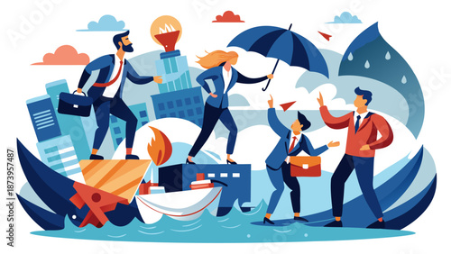 Professional business growth and finance concept illustration variation number 17