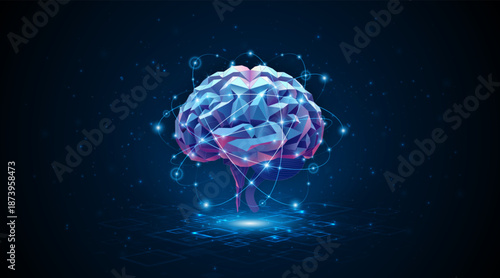 Artificial neural network or artificial intelligence brain. Digital brain science for future learning. modern technology innovation concept background