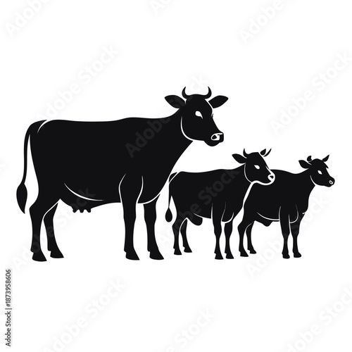 Detailed Cattle Silhouette Illustration Variation 26