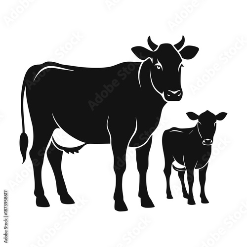 Detailed Cattle Silhouette Illustration Variation 24