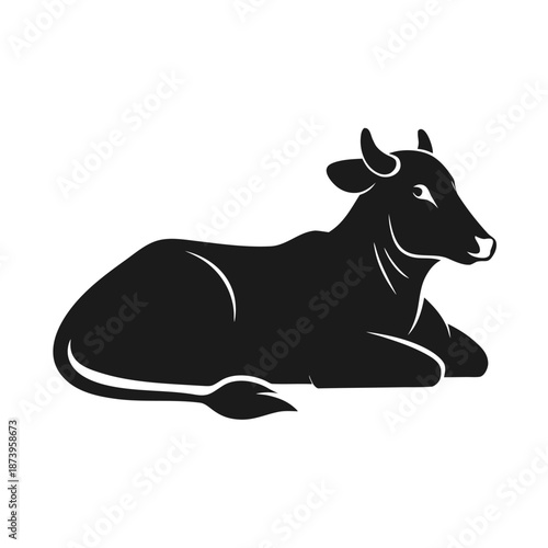 Detailed Cattle Silhouette Illustration Variation 16