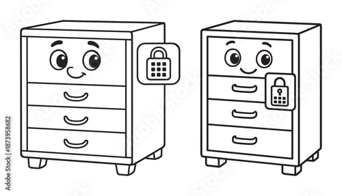 Happy cartoon cabinets with locks