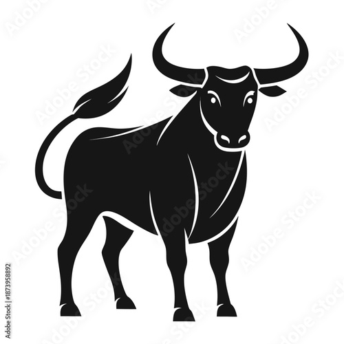 Black Cow Illustration with Subtle Body Definition