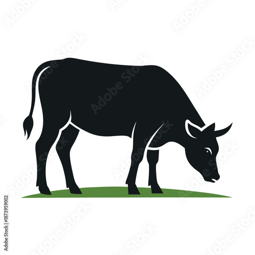 Horned Bull Silhouette Symbol for Agriculture Concept