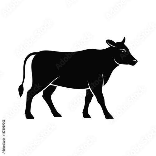Rural Farm Cow Icon in Simple Flat Style