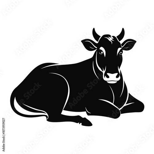 Beef Cattle Standing Calmly Isolated Graphic