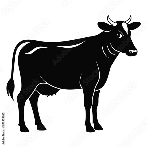 Domestic Ox Side Profile in Solid Black Vector