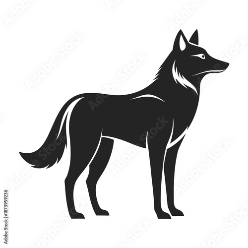 Wallpaper Mural Standing Wolf Silhouette in Alert Side Profile Vector Illustration Torontodigital.ca