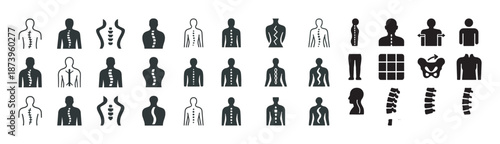 Back posture and spine icon collection for health anatomy concepts