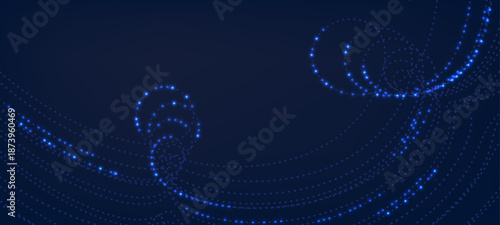 Digital particles background with glowing blue dots. Abstractdigital technology flow background, modern tech vector banner, corporate business concept, hi-tech abstract background for presentation 