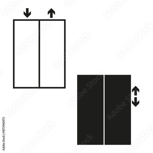Elevator Vector icon. Lift direction symbol. Building transport sign. Navigation facility emblem.
