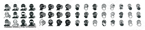 Virtual reality and augmented reality icon set illustrating digital interfaces