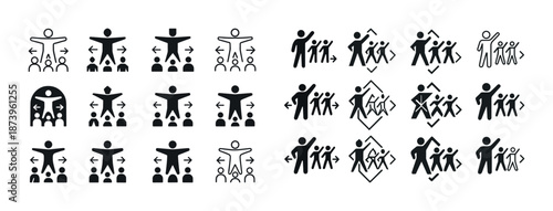 Stylized human figures in various formations for movement and leadership concepts