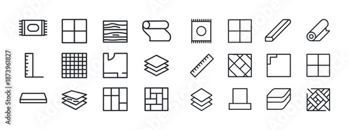 Collection of linear flooring and tile icon designs for construction