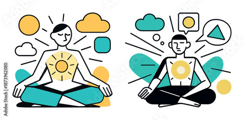 Meditation and visualization: abstract illustrations of inner peace and mindfulness