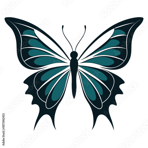 Unique artistic butterfly silhouette design variation number 23 with decorative wings
