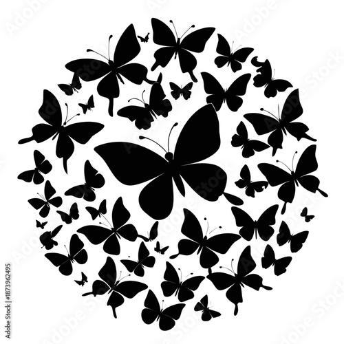 Unique artistic butterfly silhouette design variation number 19 with decorative wings