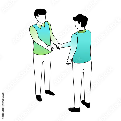 An isometric style illustration showing collaboration