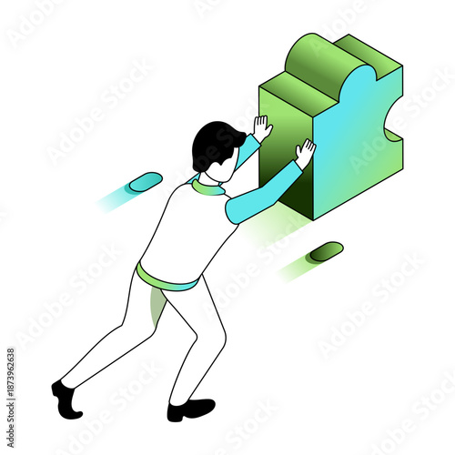 An isometric style illustration showing problem solving